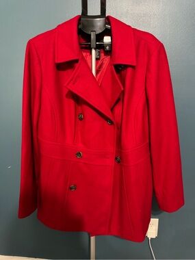 George Red Double-Breasted Peacoat